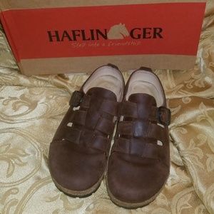 Haflinger Leather Clogs Smokey Brown Size 37